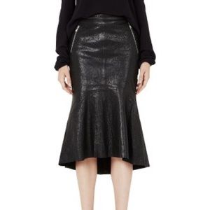 Authentic Green Lamb Leather Pencil Skirt